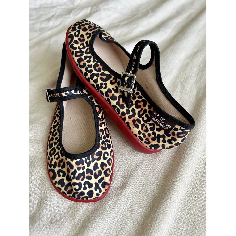 Hot Chocolate Design Girls Leopard Print Mary Jane Flats EU 30‎ US 12 Fun Cute
